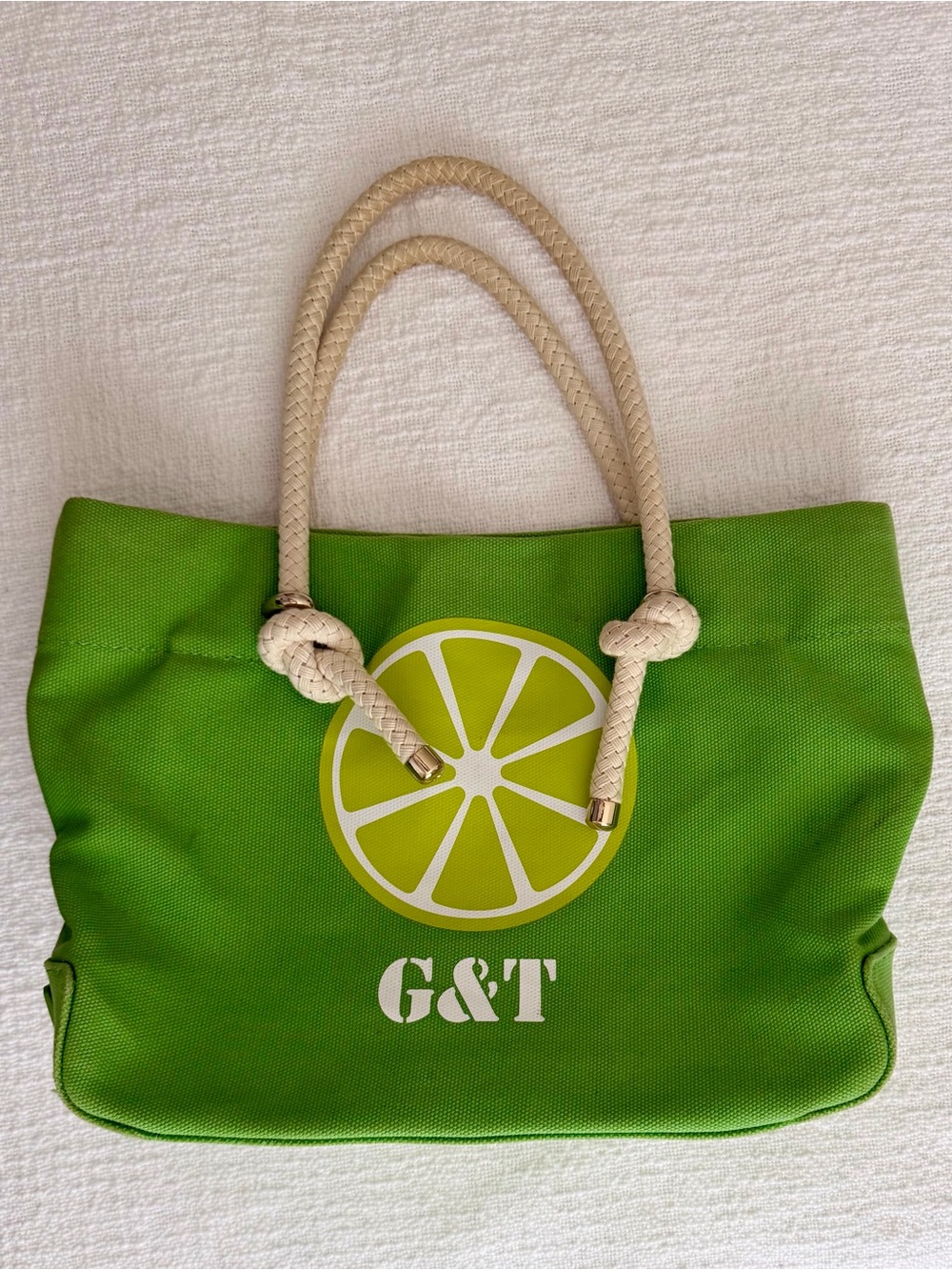 kate spade ♠️ G&T Lime Rope Handle Green Canvas Tote! 🍋‍🟩